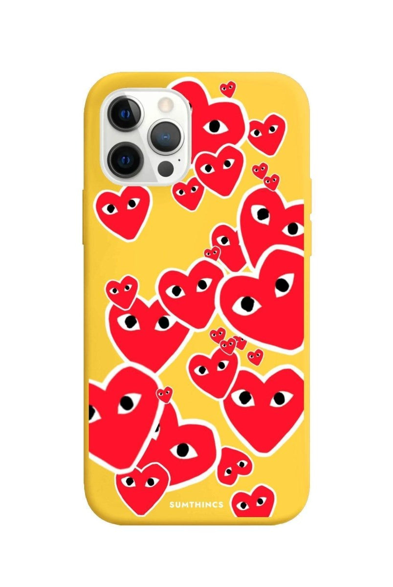 iPhone 11 Pro Max Hearts Premium Telefon Kılıfı Sarı - SUMTHINCS