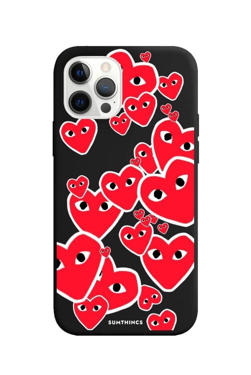 iPhone 11 Pro Max Hearts Premium Telefon Kılıfı Siyah - SUMTHINCS