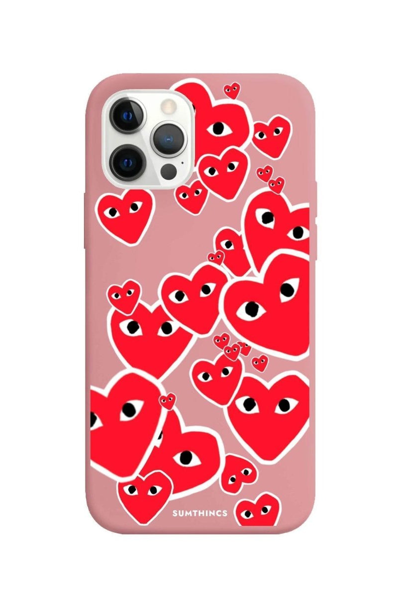 iPhone 11 Pro Max Hearts Premium Telefon Kılıfı Pembe - SUMTHINCS