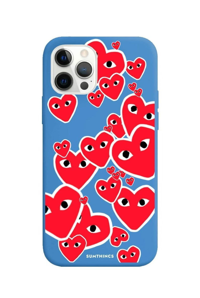 iPhone 11 Pro Max Hearts Premium Telefon Kılıfı Mavi - SUMTHINCS