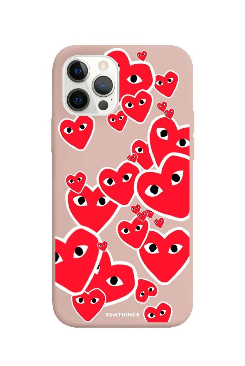 iPhone 11 Pro Max Hearts Premium Telefon Kılıfı Bej - SUMTHINCS