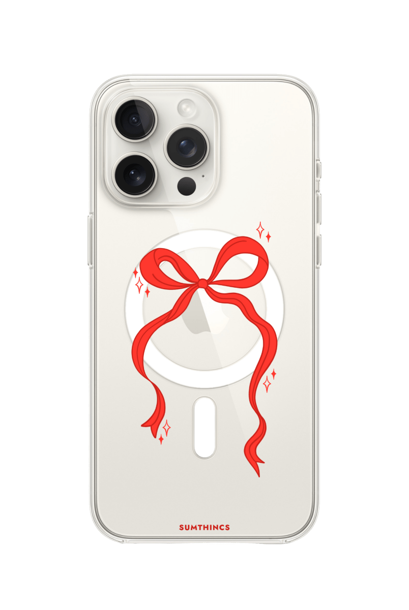 iPhone 11 Red Bow Clear Magsafe Şeffaf Telefon Kılıfı - SUMTHINCS
