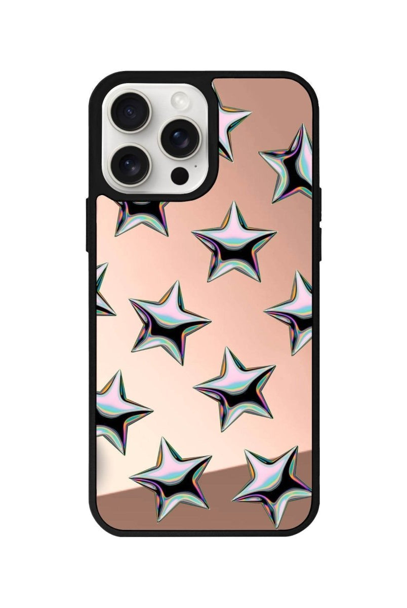 iPhone 11 Stars Mirror Aynalı Telefon Kılıfı Metalik Pembe - SUMTHINCS