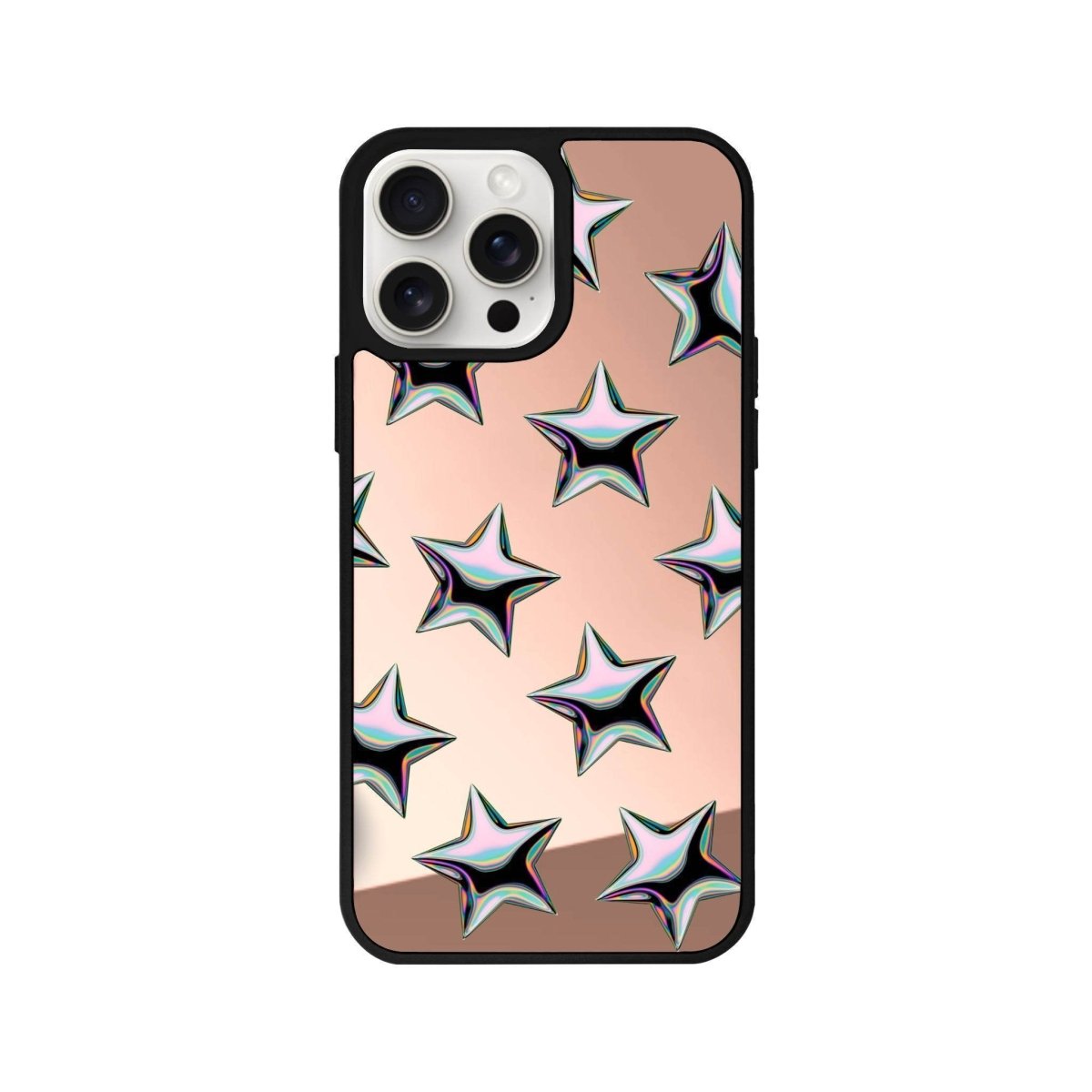 iPhone 11 Stars Mirror Aynalı Telefon Kılıfı Metalik Pembe - SUMTHINCS