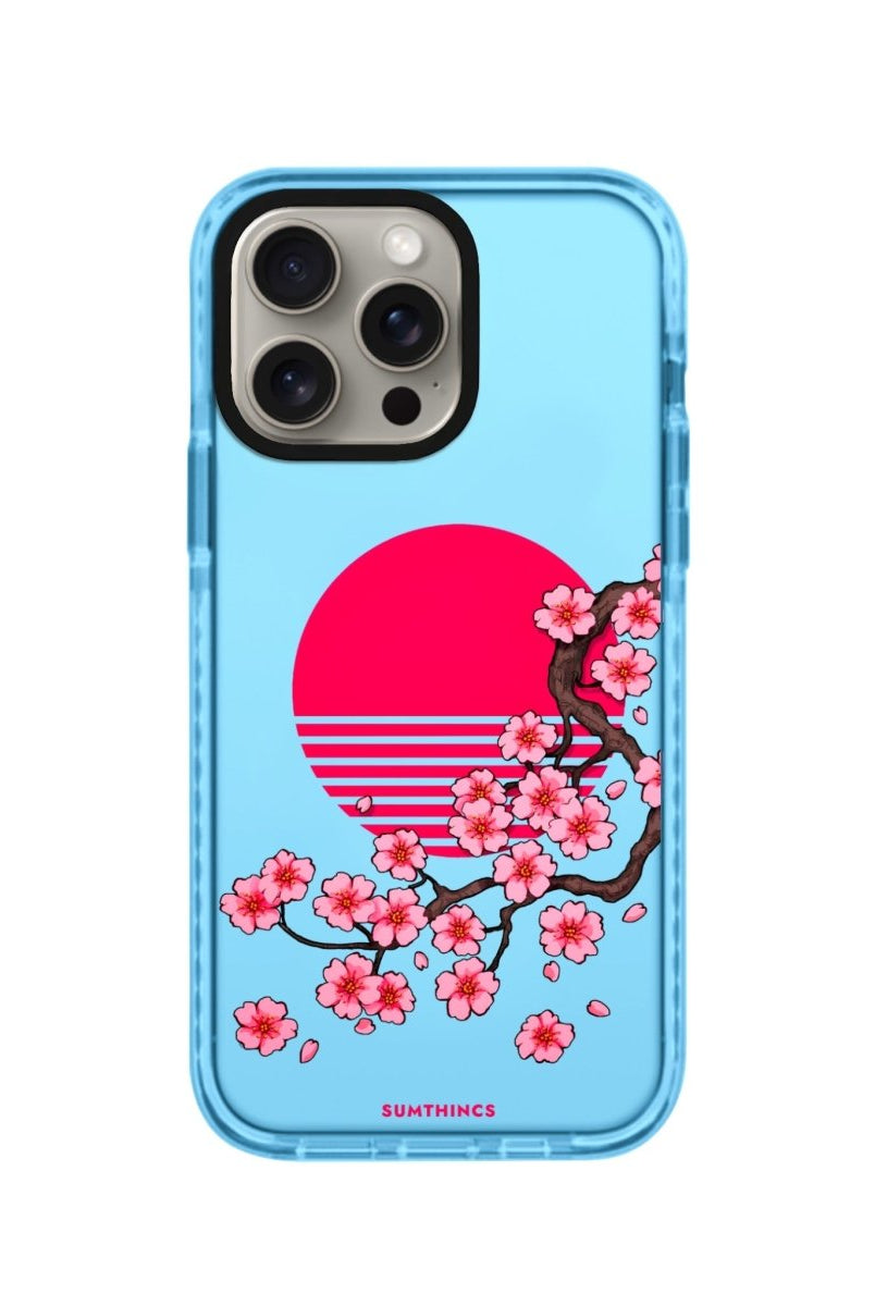 iPhone 12 Cherry Blossom Dawn Procase Şeffaf Telefon Kılıfı Mavi - SUMTHINCS