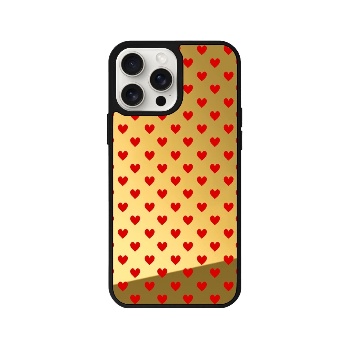 iPhone 12 Little Hearts Mirror Aynalı Telefon Kılıfı Altın - SUMTHINCS