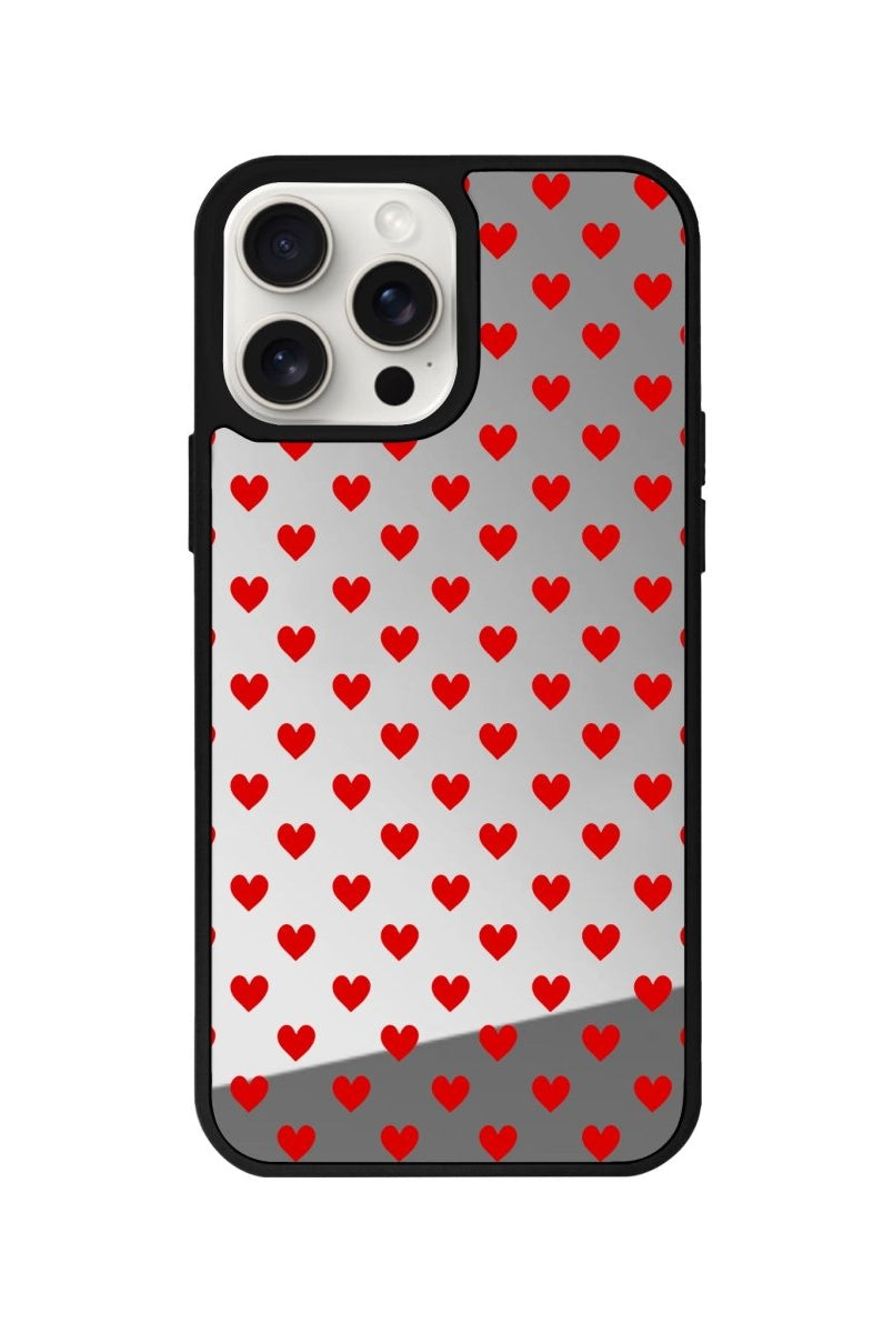 iPhone 12 Little Hearts Mirror Aynalı Telefon Kılıfı Gümüş - SUMTHINCS