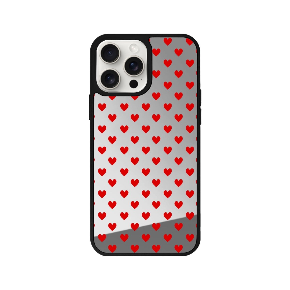 iPhone 12 Little Hearts Mirror Aynalı Telefon Kılıfı Gümüş - SUMTHINCS