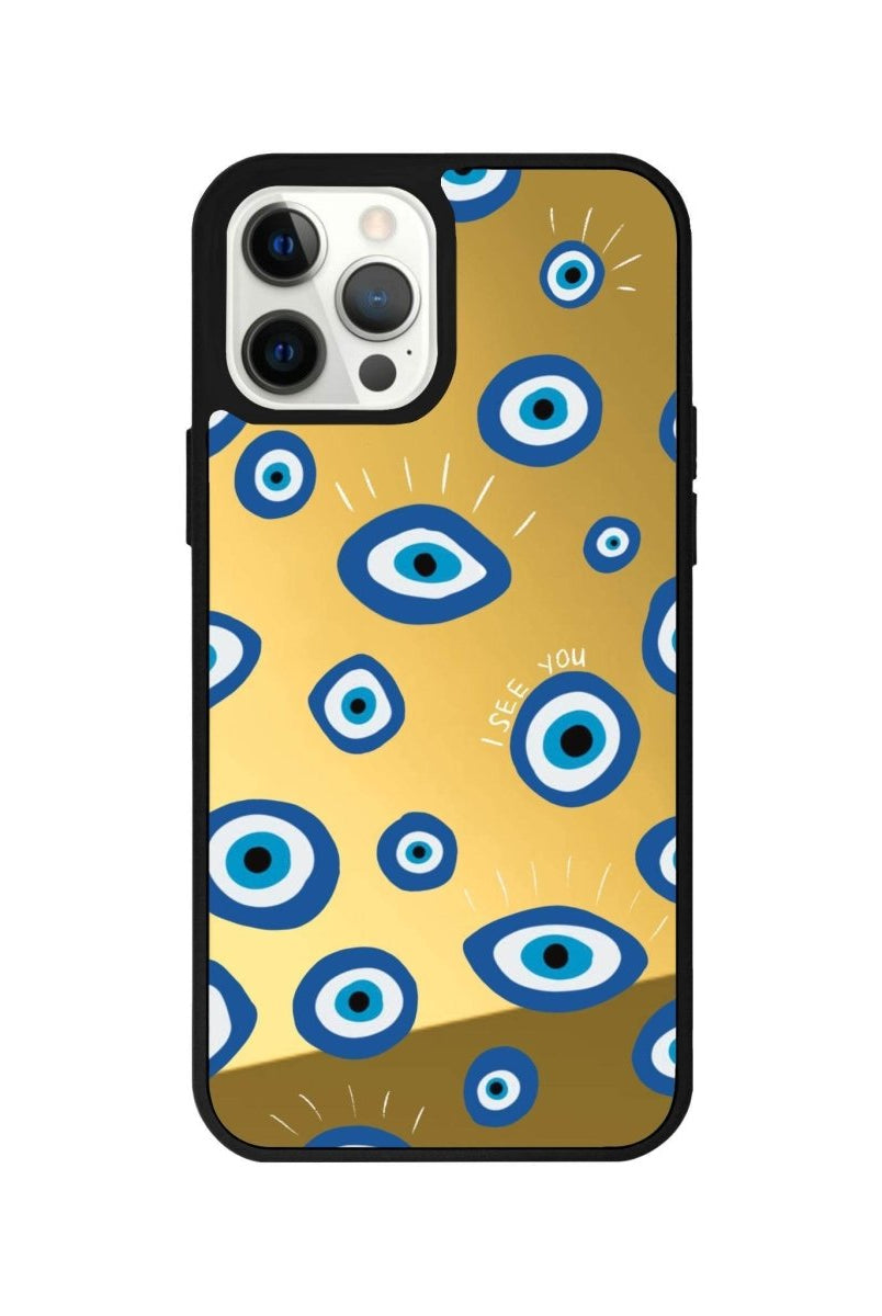 iPhone 12 Pro I See You Mirror Aynalı Telefon Kılıfı Altın - SUMTHINCS