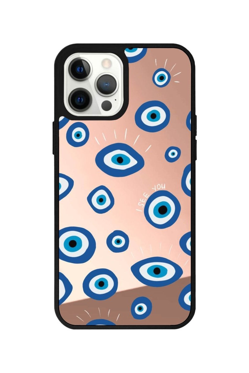 iPhone 12 Pro I See You Mirror Aynalı Telefon Kılıfı Metalik Pembe - SUMTHINCS