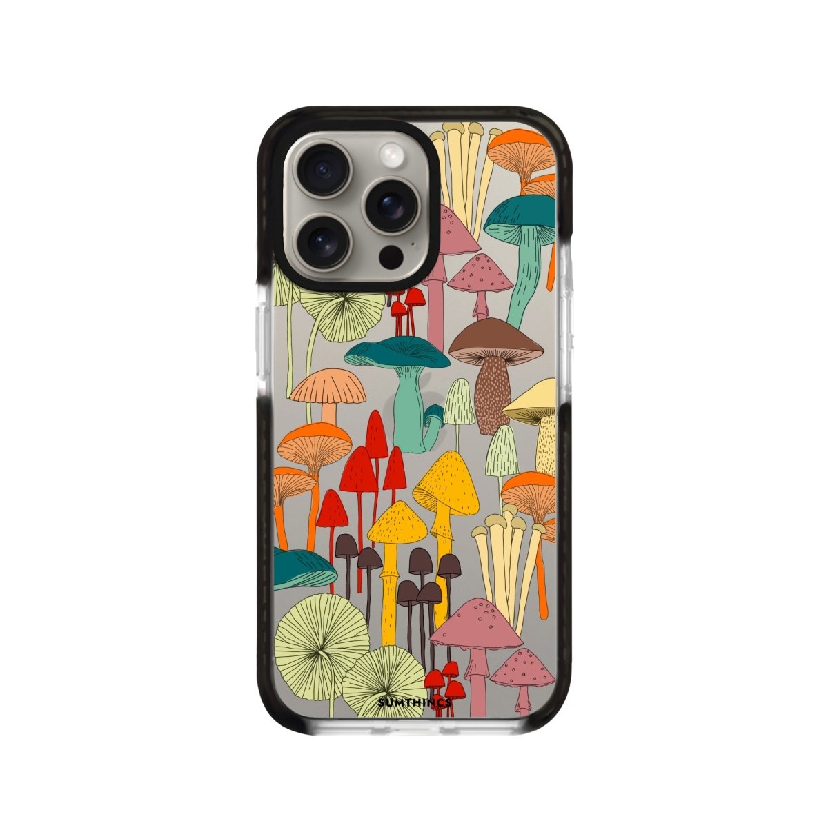 iPhone 12 Pro Max Mushrooms Procase Şeffaf Telefon Kılıfı Siyah Şeffaf - SUMTHINCS