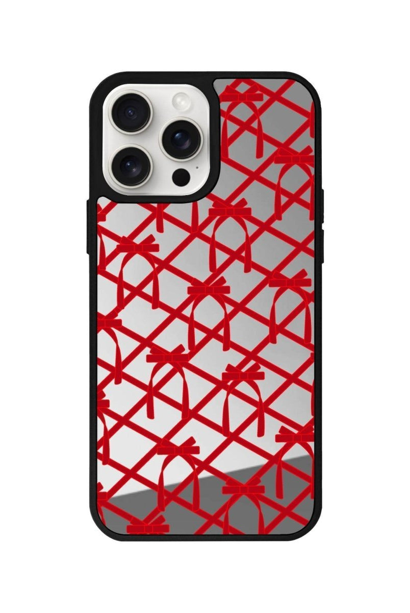 iPhone 12 Ribbon Grid Mirror Aynalı Telefon Kılıfı Gümüş - SUMTHINCS