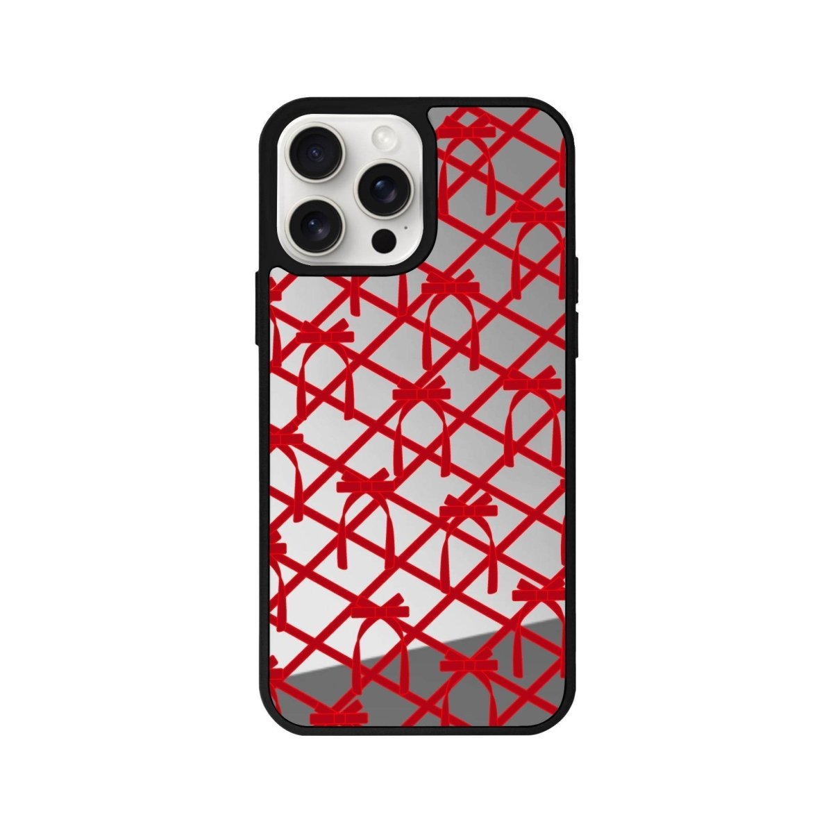 iPhone 12 Ribbon Grid Mirror Aynalı Telefon Kılıfı Gümüş - SUMTHINCS