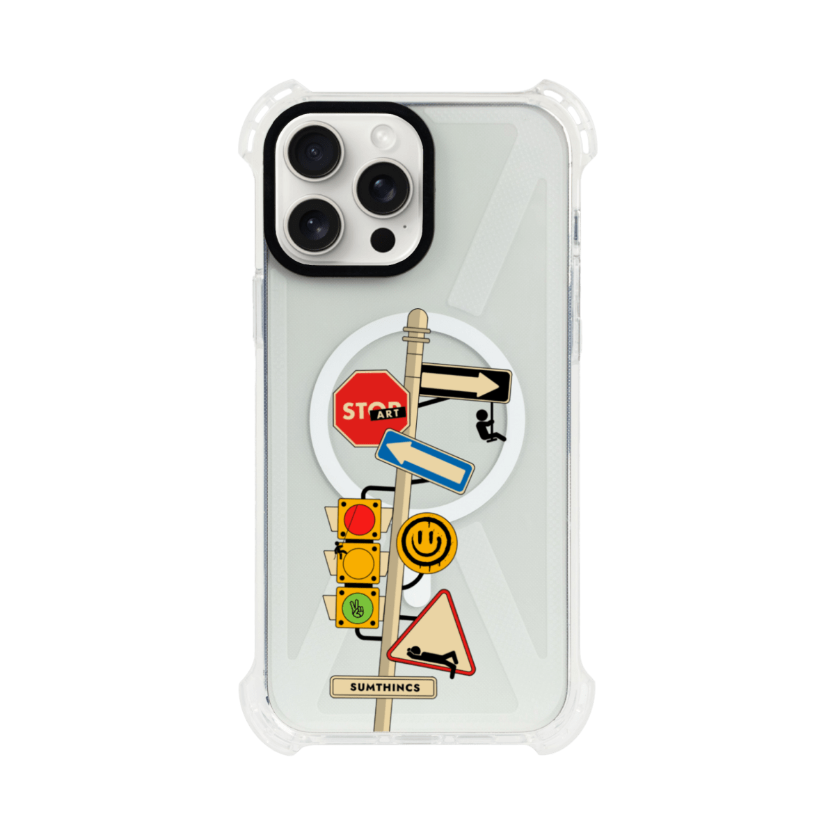 iPhone 13 Crossroad Bumper Magsafe Şeffaf Telefon Kılıfı Beyaz Şeffaf - SUMTHINCS
