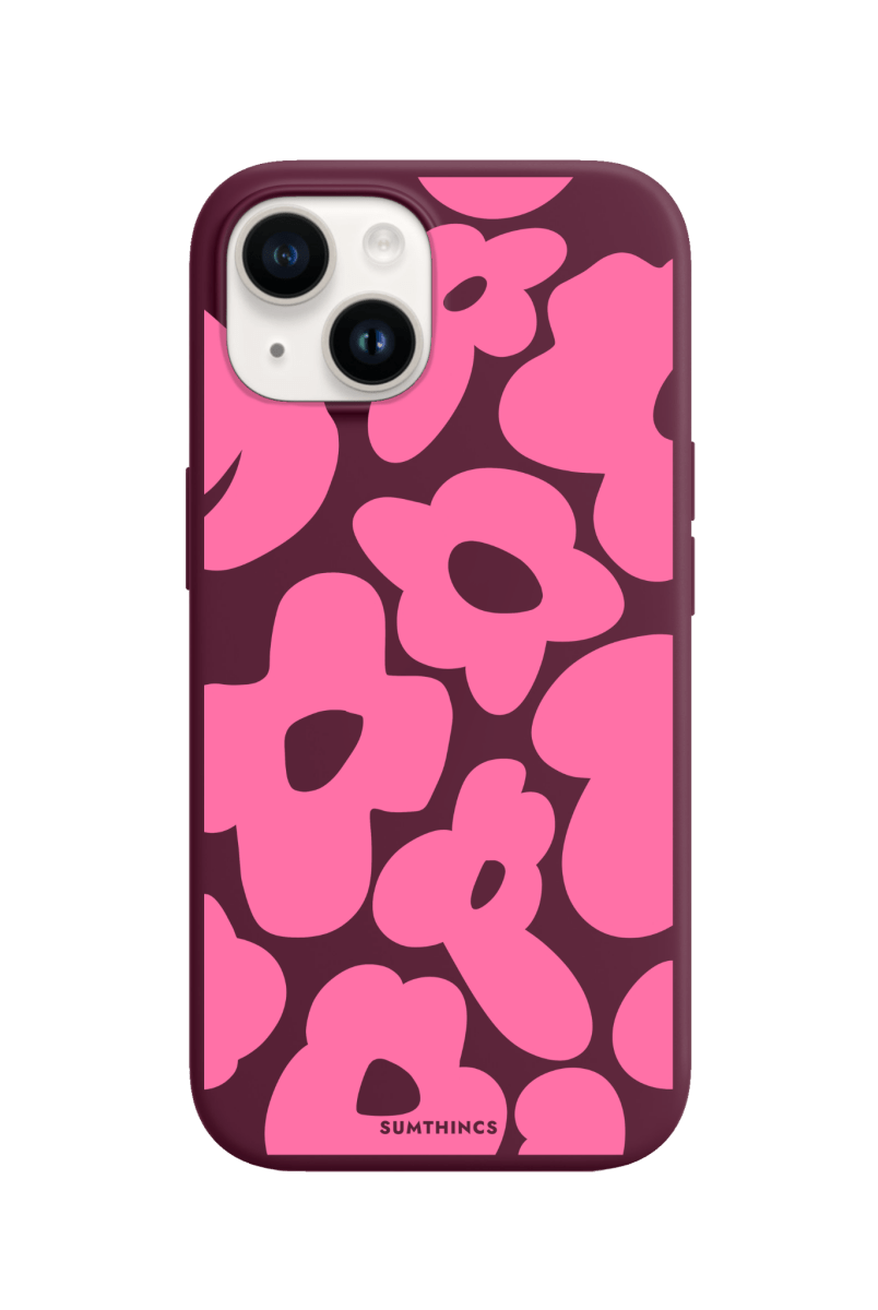 iPhone 13 Daisy Pop Premium Telefon Kılıfı Bordo - SUMTHINCS
