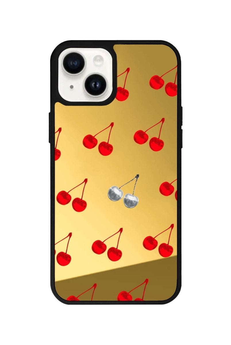 iPhone 13 Disco Cherry Mirror Aynalı Telefon Kılıfı Altın - SUMTHINCS