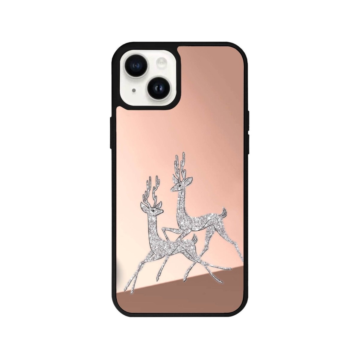 iPhone 13 Disco Deers Mirror Aynalı Telefon Kılıfı Metalik Pembe - SUMTHINCS