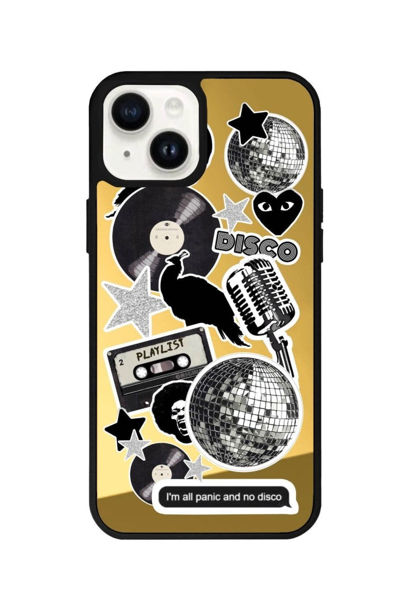 iPhone 13 Disco Stickers Mirror Aynalı Telefon Kılıfı Altın - SUMTHINCS
