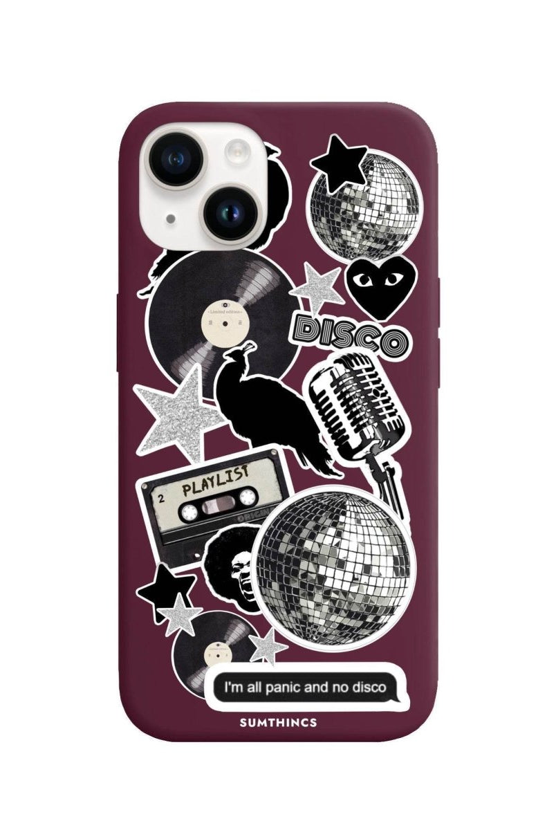 iPhone 13 Disco Stickers Premium Telefon Kılıfı Bordo - SUMTHINCS