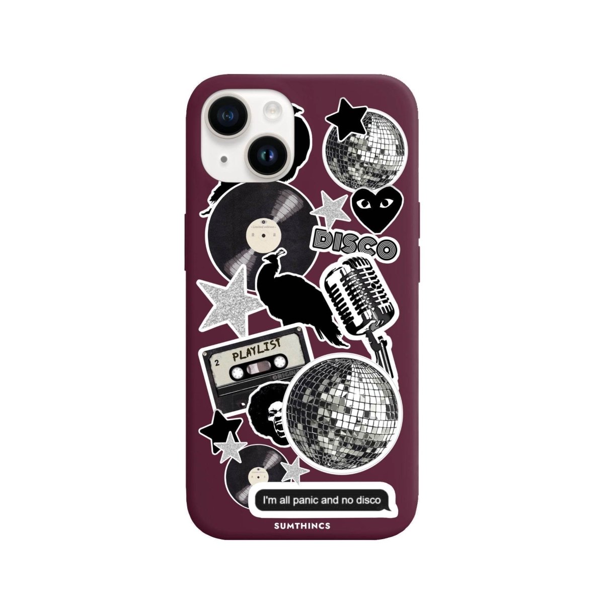 iPhone 13 Disco Stickers Premium Telefon Kılıfı Bordo - SUMTHINCS