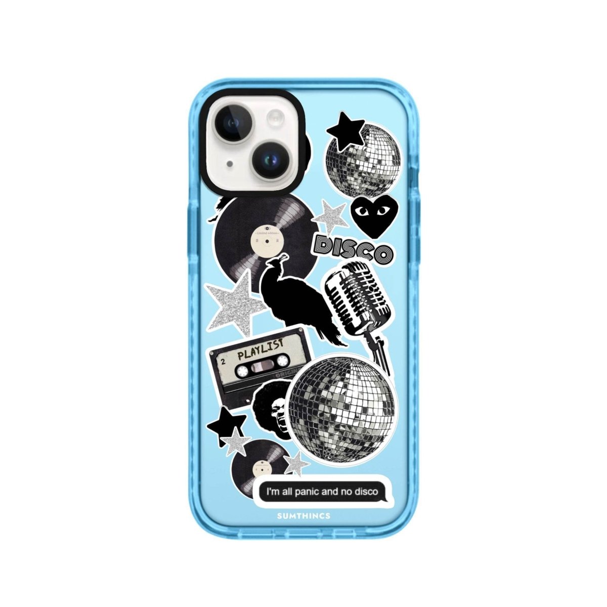 iPhone 13 Disco Stickers Procase Şeffaf Telefon Kılıfı Mavi - SUMTHINCS