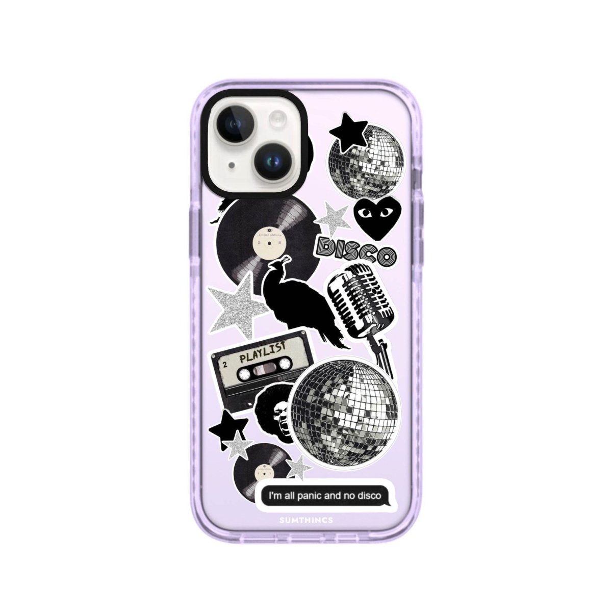 iPhone 13 Disco Stickers Procase Şeffaf Telefon Kılıfı Lila - SUMTHINCS