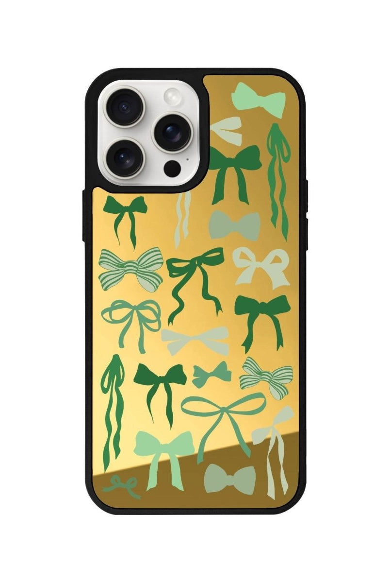 iPhone 13 Green Garland Mirror Aynalı Telefon Kılıfı Altın - SUMTHINCS