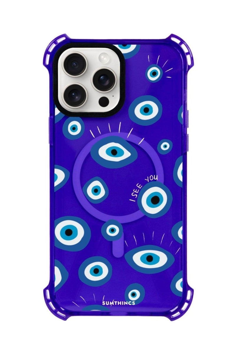 iPhone 13 I See You Bumper Magsafe Şeffaf Telefon Kılıfı Mor - SUMTHINCS