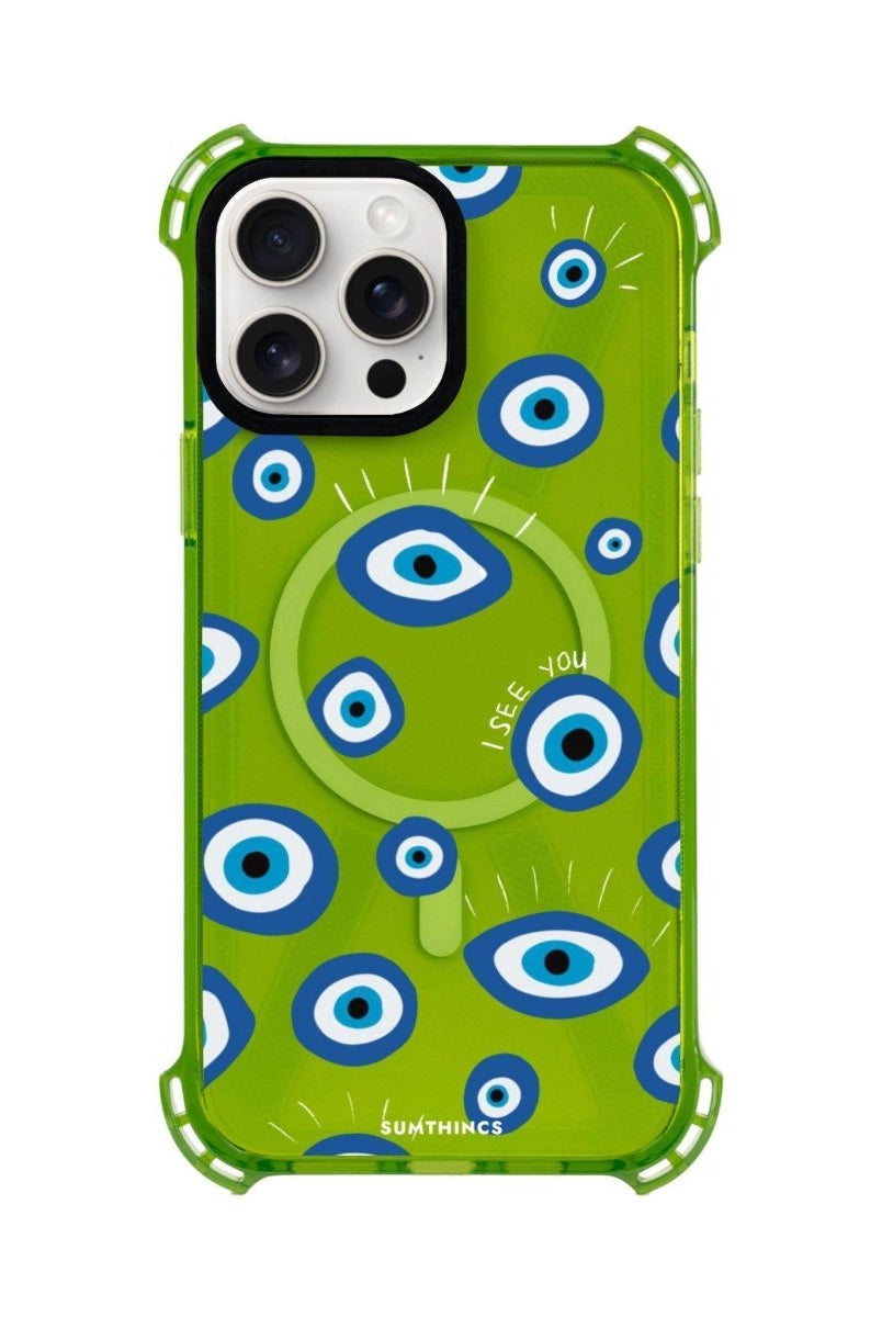 iPhone 13 I See You Bumper Magsafe Şeffaf Telefon Kılıfı Yeşil - SUMTHINCS