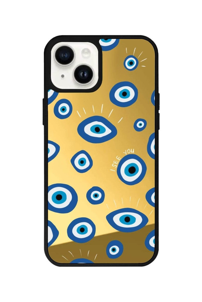 iPhone 13 I See You Mirror Aynalı Telefon Kılıfı Altın - SUMTHINCS