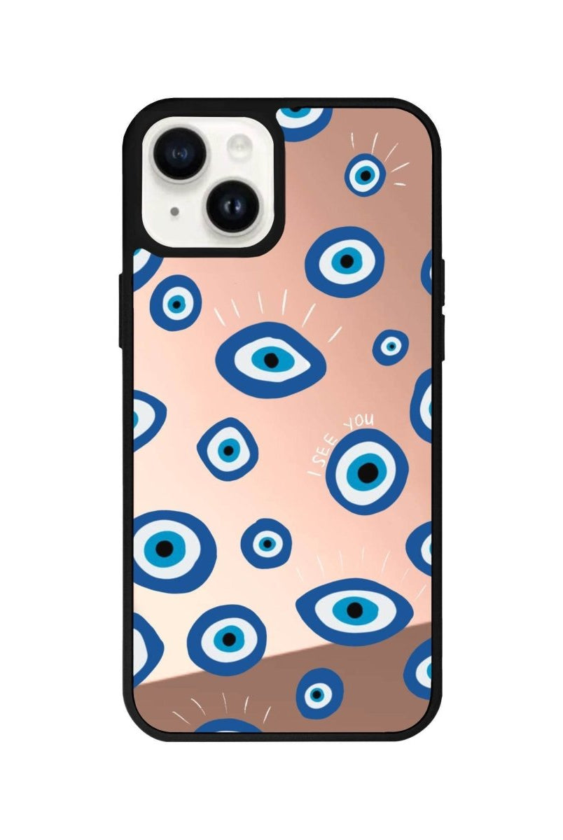 iPhone 13 I See You Mirror Aynalı Telefon Kılıfı Metalik Pembe - SUMTHINCS
