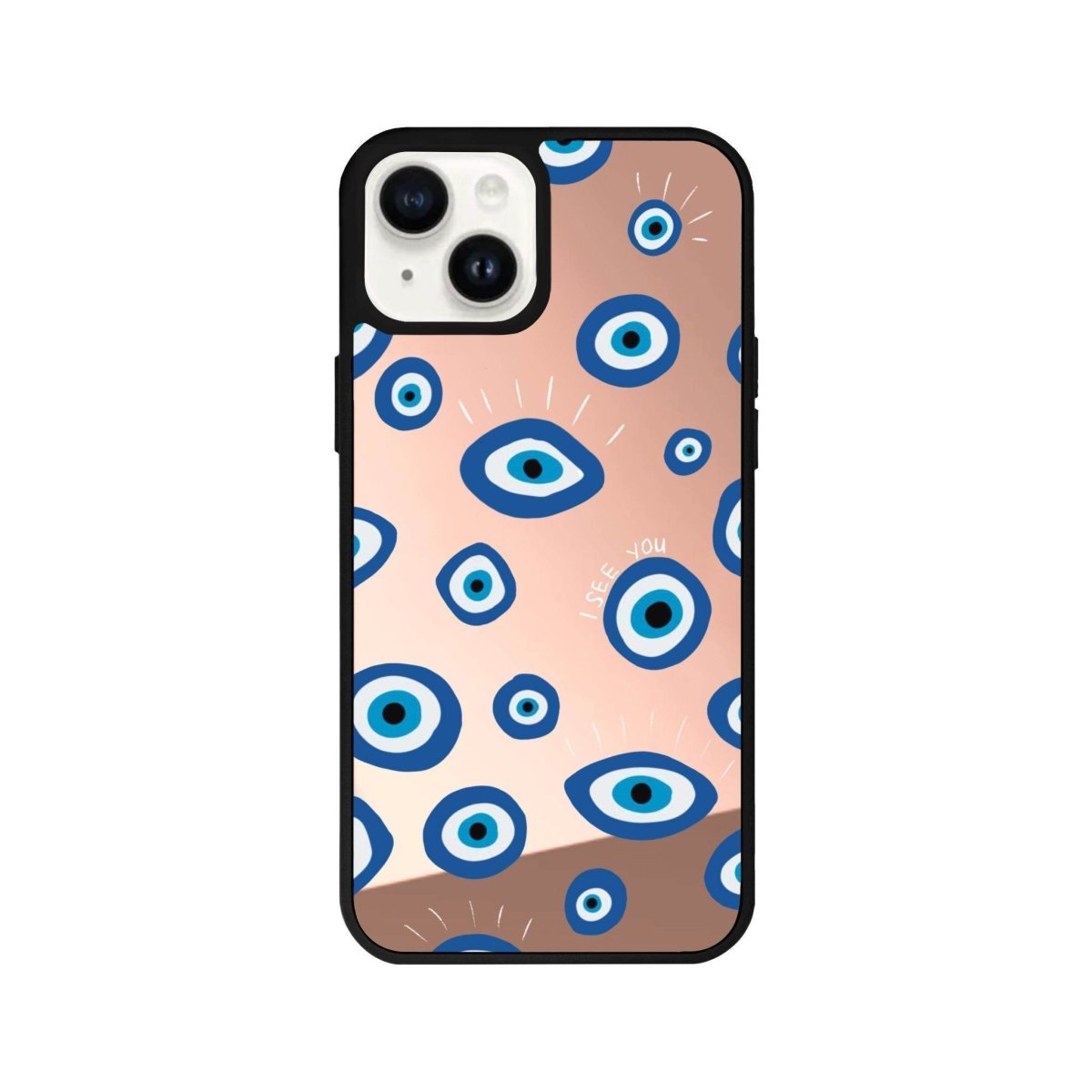 iPhone 13 I See You Mirror Aynalı Telefon Kılıfı Metalik Pembe - SUMTHINCS
