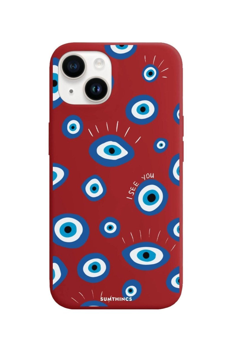 iPhone 13 I See You Premium Telefon Kılıfı Kırmızı - SUMTHINCS