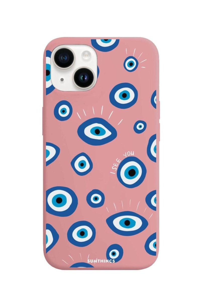 iPhone 13 I See You Premium Telefon Kılıfı Pembe - SUMTHINCS