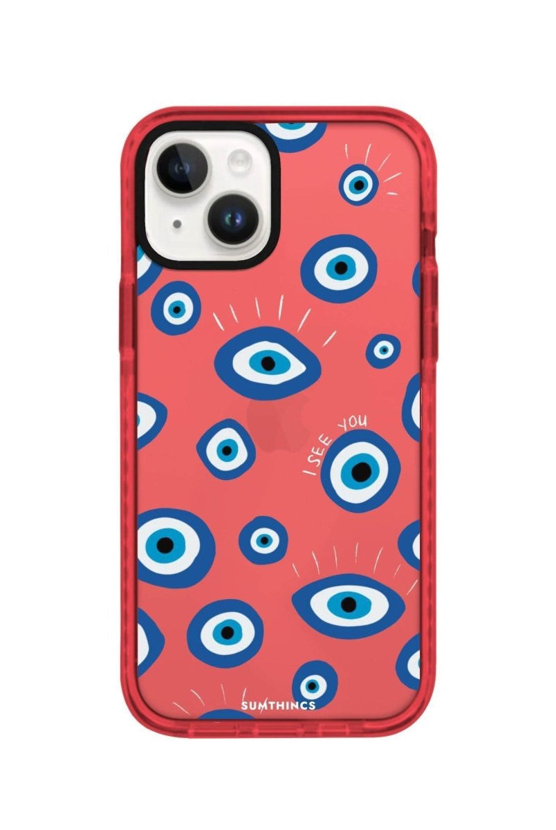 iPhone 13 I See You Procase Şeffaf Telefon Kılıfı Kırmızı - SUMTHINCS