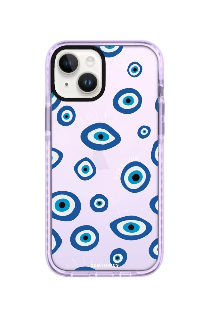 iPhone 13 I See You Procase Şeffaf Telefon Kılıfı Lila - SUMTHINCS