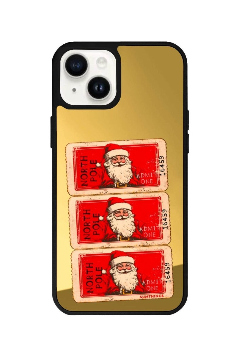 iPhone 13 Northpole Ticket Mirror Aynalı Telefon Kılıfı Altın - SUMTHINCS