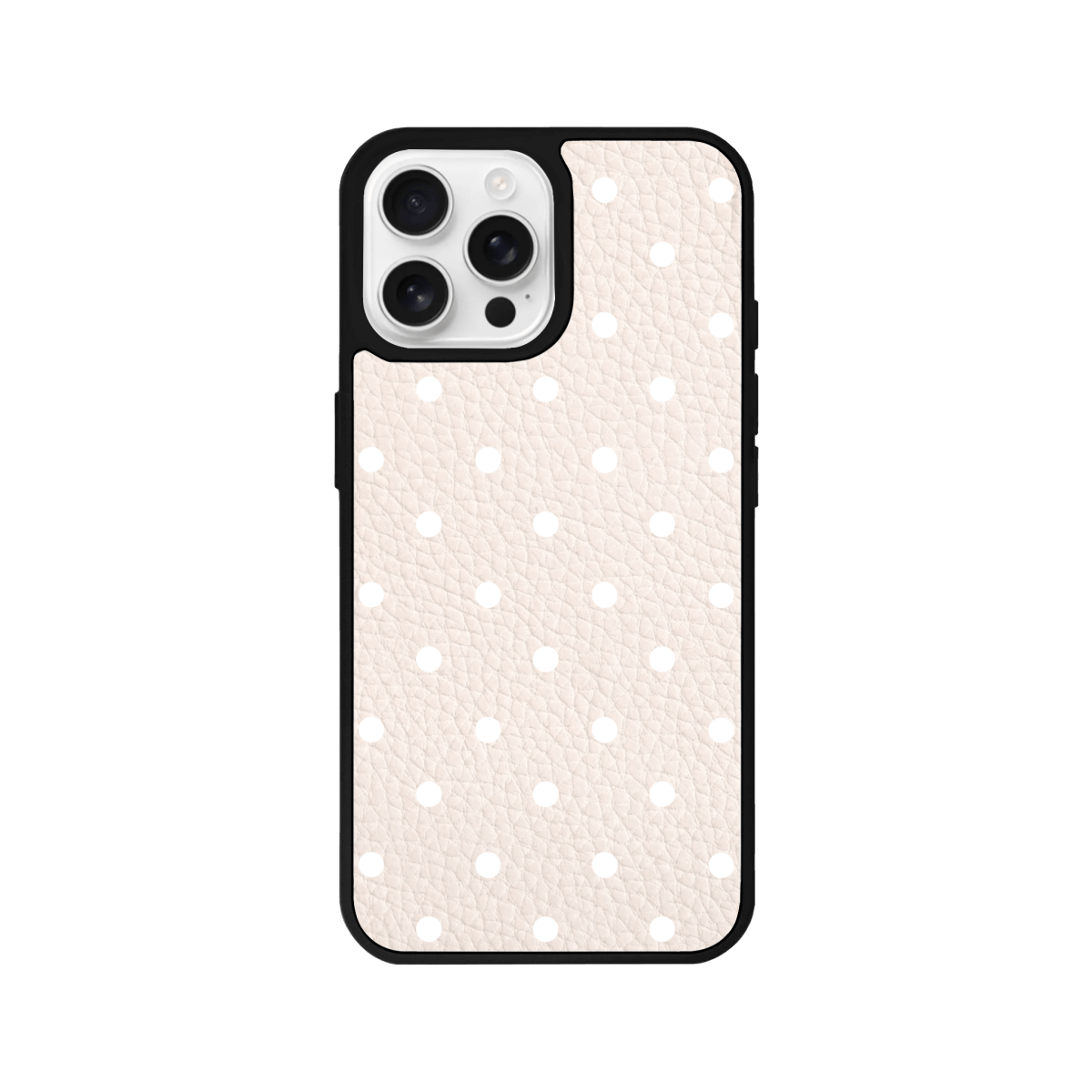 iPhone 13 Polka Dot Leather Deri Telefon Kılıfı Bej - SUMTHINCS