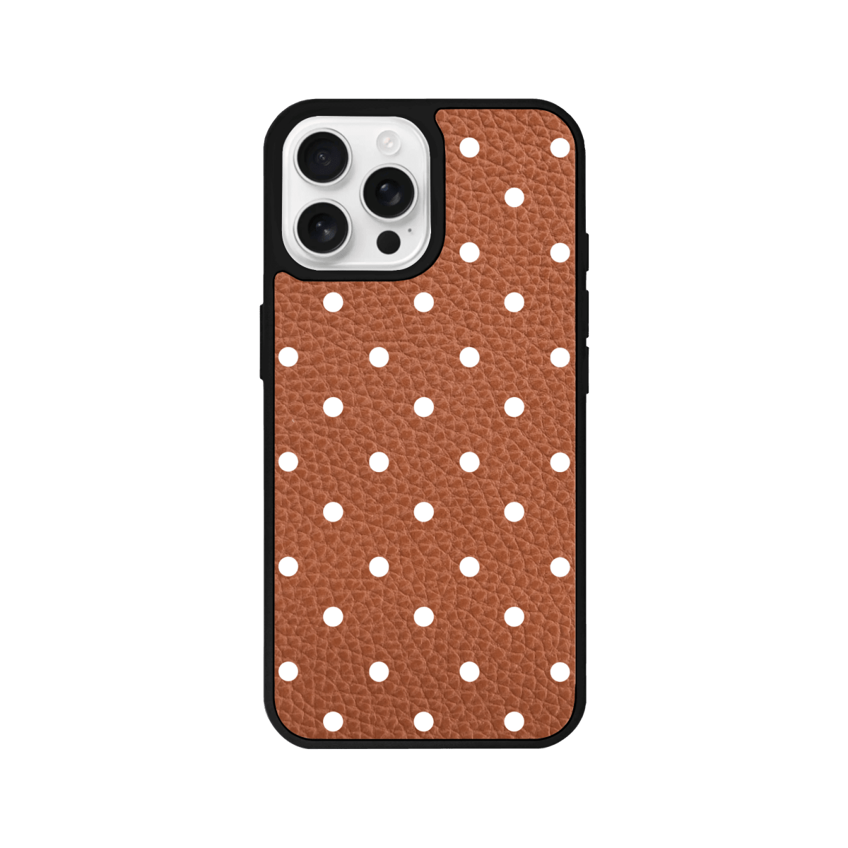 iPhone 13 Polka Dot Leather Deri Telefon Kılıfı Kahverengi - SUMTHINCS