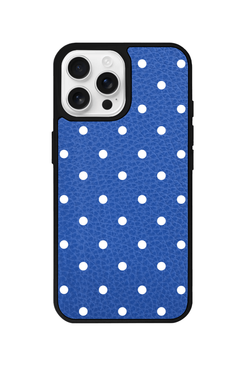 iPhone 13 Polka Dot Leather Deri Telefon Kılıfı Mavi - SUMTHINCS