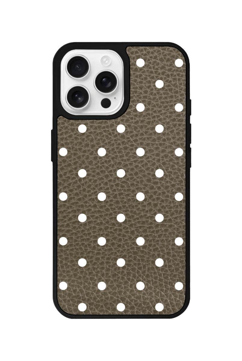 iPhone 13 Polka Dot Leather Deri Telefon Kılıfı Haki - SUMTHINCS