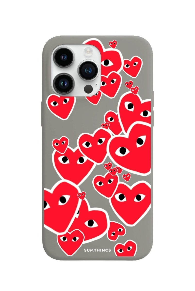 iPhone 13 Pro Max Hearts Premium Telefon Kılıfı Gri - SUMTHINCS