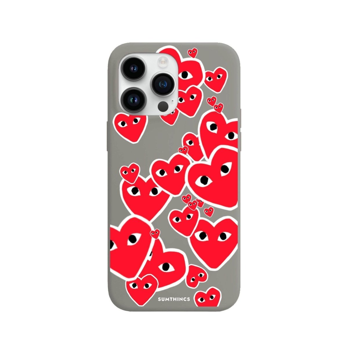 iPhone 13 Pro Max Hearts Premium Telefon Kılıfı Gri - SUMTHINCS