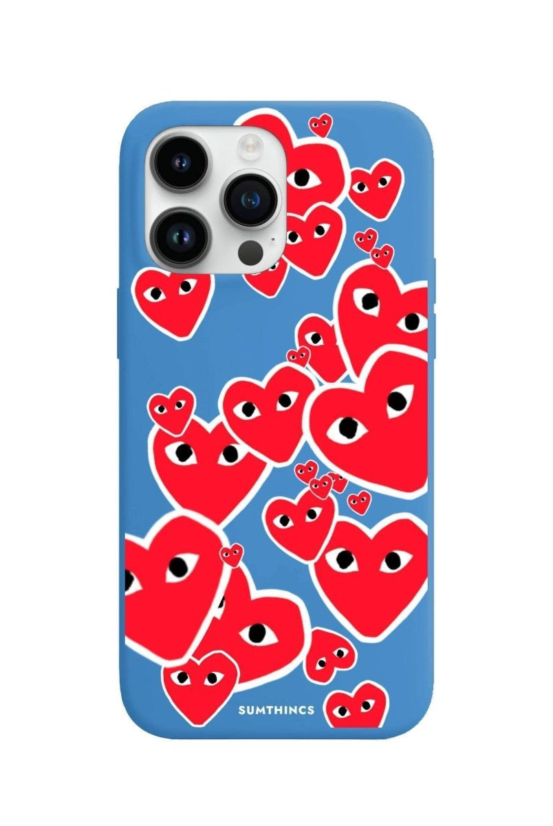 iPhone 13 Pro Max Hearts Premium Telefon Kılıfı Mavi - SUMTHINCS