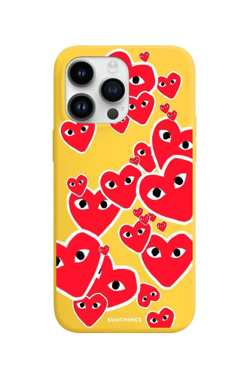 iPhone 13 Pro Max Hearts Premium Telefon Kılıfı Sarı - SUMTHINCS