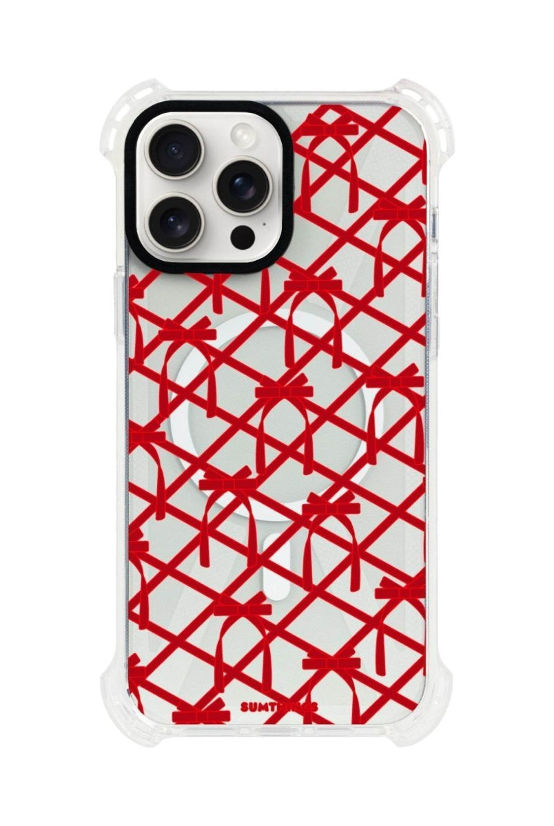 iPhone 13 Ribbon Grid Bumper Magsafe Şeffaf Telefon Kılıfı Beyaz Şeffaf - SUMTHINCS