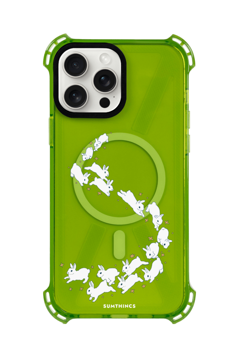 iPhone 13 Starry Bunnies Bumper Magsafe Şeffaf Telefon Kılıfı Yeşil - SUMTHINCS