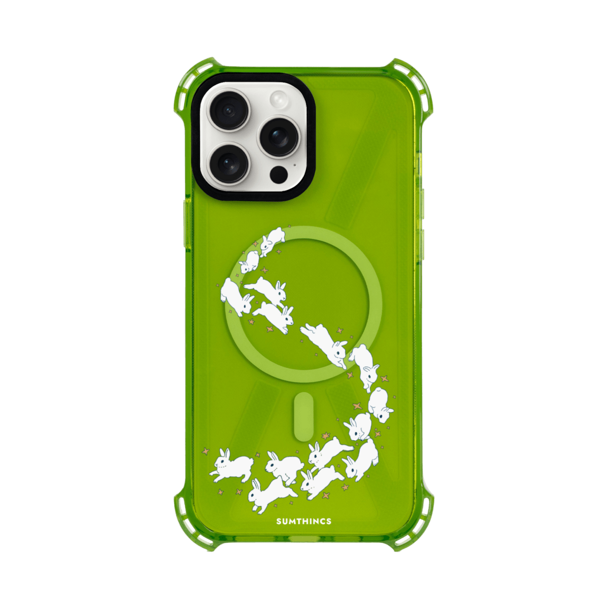 iPhone 13 Starry Bunnies Bumper Magsafe Şeffaf Telefon Kılıfı Yeşil - SUMTHINCS