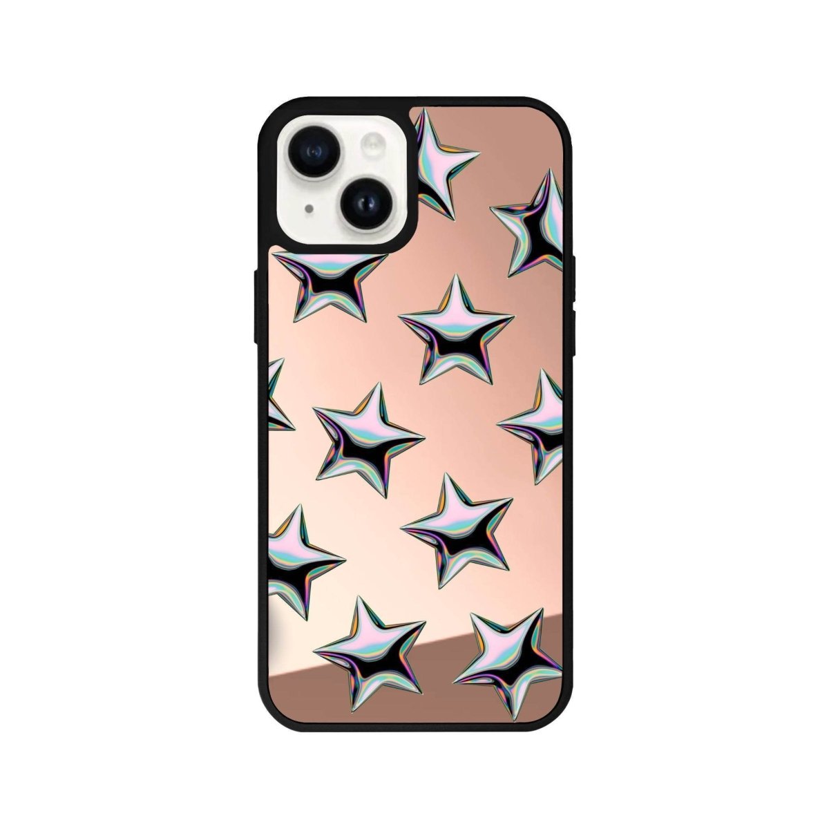 iPhone 13 Stars Mirror Aynalı Telefon Kılıfı Metalik Pembe - SUMTHINCS