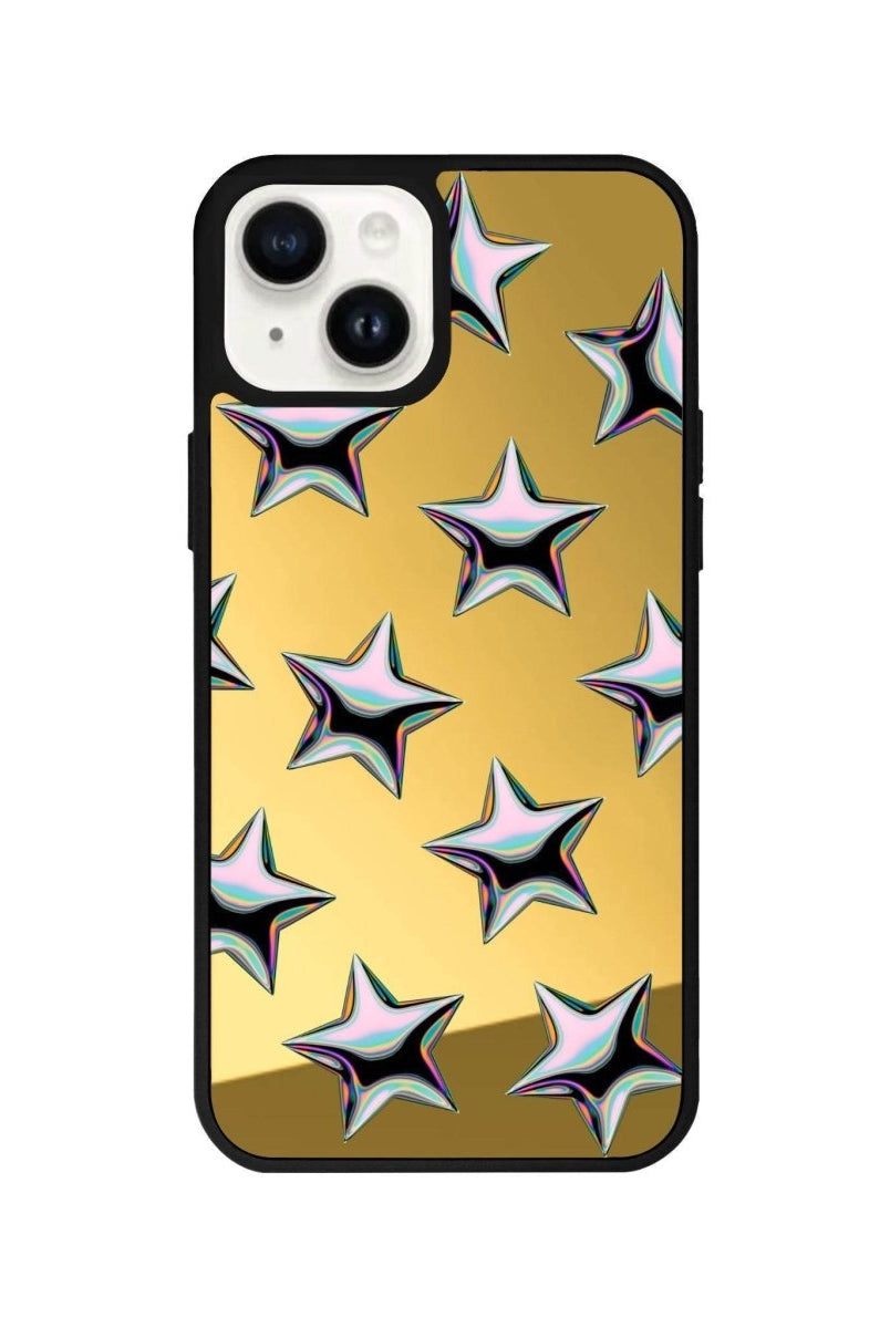 iPhone 13 Stars Mirror Aynalı Telefon Kılıfı Altın - SUMTHINCS